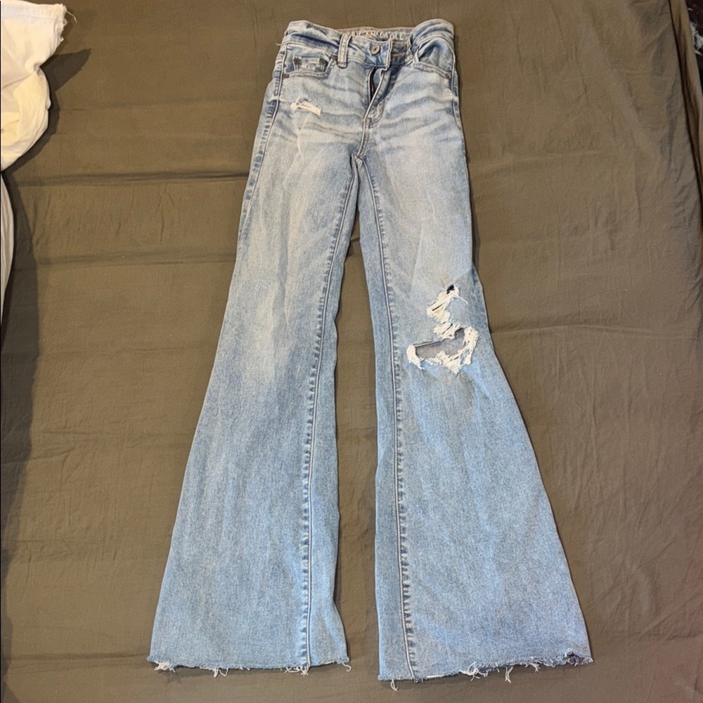 American Eagle Outfitters Blue Flare Wide Leg Jeans